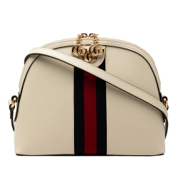 Gucci B Gucci White Calf Leather Small Ophidia Dome Crossbody Italy