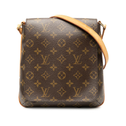 Louis Vuitton B Louis Vuitton Brown Monogram Canvas Fabric Monogram Musette Salsa PM Long Strap Spain