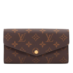 Louis Vuitton AB Louis Vuitton Brown Monogram Canvas Fabric Monogram Portefeuille Sarah Wallet France