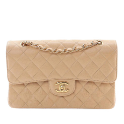Chanel AB Chanel Brown Beige Caviar Leather Leather Small Classic Caviar Double Flap France