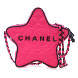 Chanel AB Chanel Pink Satin Fabric Quilted Walk Of Fame Star Crossbody France