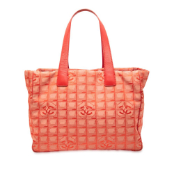 Chanel B Chanel Orange Nylon Fabric New Travel Line Tote Italy