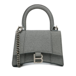 Balenciaga AB Balenciaga Gray Polyester Fabric Mini Glitter Hourglass Satchel Italy