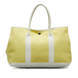 Hermès B Hermès Yellow Light Yellow with White Canvas Fabric Toile and Negonda Garden Party 36 France