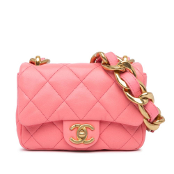 Chanel B Chanel Pink Lambskin Leather Leather Mini Quilted Lambskin Funky Town Flap Italy