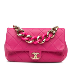 Chanel B Chanel Pink Dark Pink Lambskin Leather Leather Small Lambskin Elegant Chain Single Flap Italy