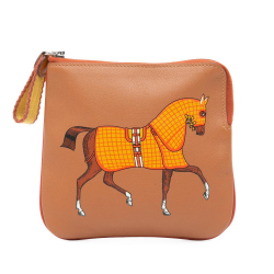 Hermès AB Hermès Brown Calf Leather Swift Couverture Nouvelle Carre Pocket Pouch France