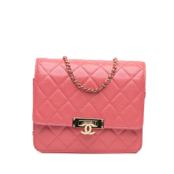 Chanel B Chanel Pink Caviar Leather Leather Quilted Caviar Golden Class Wallet On Chain Italy