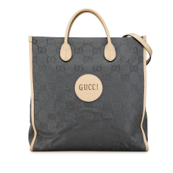 Gucci B Gucci Gray Dark Gray Nylon Fabric Medium GG Off the Grid Convertible Tote Italy