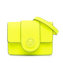 Versace B Versace Yellow Neon Yellow Calf Leather La Medusa Crossbody Italy