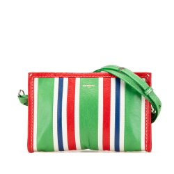 Balenciaga B Balenciaga Green Lambskin Leather Leather Lambskin Bazar Crossbody Italy