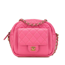 Chanel B Chanel Pink Caviar Leather Leather Quilted Caviar CC Day Camera Bag France