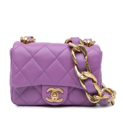 Chanel B Chanel Purple Lambskin Leather Leather Mini Quilted Lambskin Funky Town Flap Italy
