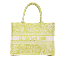 Christian Dior B Dior Green Light Green Canvas Fabric Medium Embroidered Dioriviera Toile De Jouy Book Tote Italy