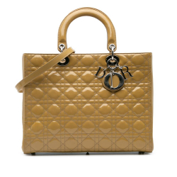 Christian Dior B Dior Yellow Patent Leather Leather Large Patent Cannage Lady Dior Italy