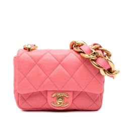 Chanel B Chanel Pink Lambskin Leather Leather Mini Quilted Lambskin Funky Town Flap Italy
