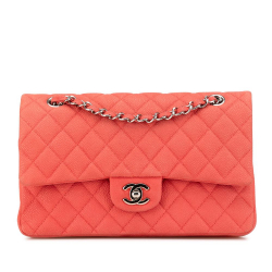 Chanel B Chanel Pink Strawberry Caviar Leather Leather Medium Classic Caviar Double Flap France
