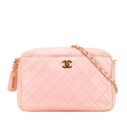 Chanel B Chanel Pink Light Pink Lambskin Leather Leather CC Quilted Lambskin Camera Crossbody Italy