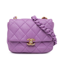 Chanel B Chanel Purple Lambskin Leather Leather Mini Quilted Lambskin Candy Chain Flap Italy