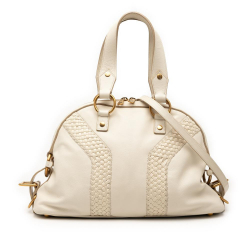 Saint Laurent B Saint Laurent Brown Light Beige Calf Leather Muse Satchel Italy