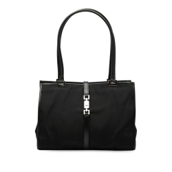 Gucci B Gucci Black Nylon Fabric Jackie Tote Italy