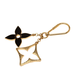 Louis Vuitton B Louis Vuitton Gold with Black Gold Plated Metal Enamel Puzzle Key Ring and Bag Charm Italy