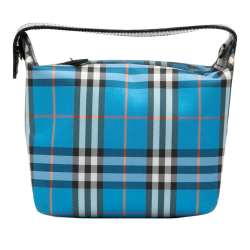 Burberry B Burberry Blue Canvas Fabric Mini House Check Handbag Italy