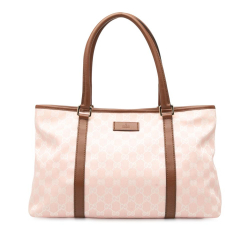 Gucci B Gucci Pink Light Pink Canvas Fabric GG Tote Italy