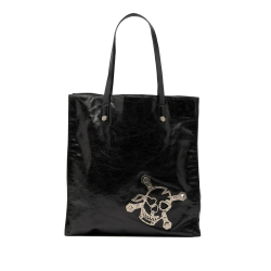 Prada B Prada Black Nappa Leather Leather Antique Skull Tote Italy