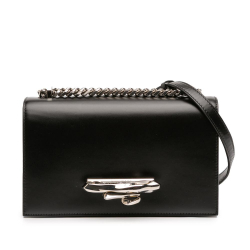 Alexander McQueen AB Alexander McQueen Black Calf Leather Mini Sculptural Four Ring Crossbody Italy