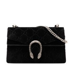 Gucci AB Gucci Black Velvet Fabric Small Dionysus Shoulder Bag Italy