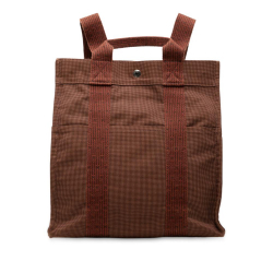 Hermès B Hermès Brown Canvas Fabric Herline Backpack PM France