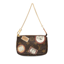 Louis Vuitton B Louis Vuitton Brown Monogram Canvas Fabric Monogram Patch Mini Pochette Accessoires France