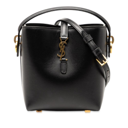 Saint Laurent B Saint Laurent Black Calf Leather Mini Shiny skin Le 37 Bucket Bag Italy