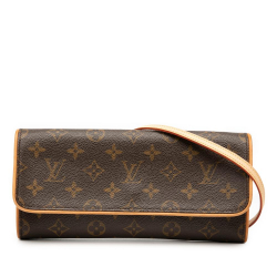 Louis Vuitton AB Louis Vuitton Brown Monogram Canvas Fabric Monogram Pochette Twin GM Spain