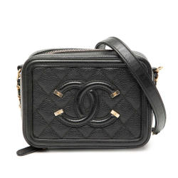 Chanel AB Chanel Black Caviar Leather Leather Mini Caviar CC Filigree Vanity Case Italy