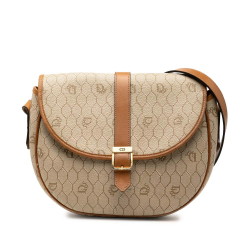 Christian Dior B Dior Brown Beige Coated Canvas Fabric Honeycomb Crossbody France
