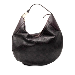 Gucci B Gucci Purple Plum Calf Leather Embossed Horsebit Glam Hobo Italy