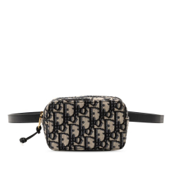 Christian Dior AB Dior Blue Navy Canvas Fabric Oblique Belt Pouch Italy