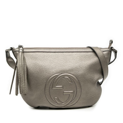 Gucci B Gucci Silver Calf Leather Soho Crossbody Italy