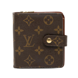 Louis Vuitton B Louis Vuitton Brown Monogram Canvas Fabric Monogram Bifold Compact Wallet France