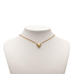 Louis Vuitton AB Louis Vuitton Gold Gold Plated Metal Essential V Necklace Italy