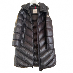 Moncler Leichte lange Daunenjacke mit Kapuze