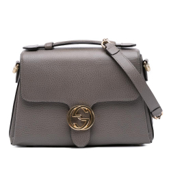 Gucci B Gucci Gray Calf Leather Small Dollar Interlocking G Satchel Italy