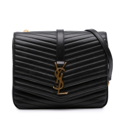 Saint Laurent B Saint Laurent Black Lambskin Leather Leather Medium Chevron Lambskin Monogram Sulpice Bag Italy