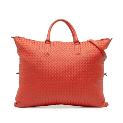 Bottega Veneta B Bottega Veneta Red Nappa Leather Leather Maxi Nappa Intrecciato Convertible Tote Italy