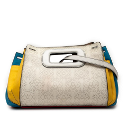 Loewe B LOEWE White Ivory Calf Leather Anagram Multicolor Accordion Satchel China