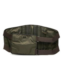 Prada B Prada Brown Dark Khaki Nylon Fabric Tessuto 1999 Tactical Belt Bag Italy