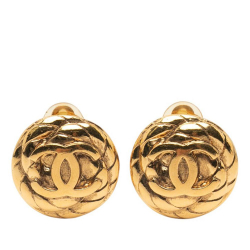 Chanel B Chanel Gold Gold Plated Metal CC Clip On Earrings France