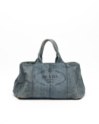 Prada Large Denim Canapa Bag